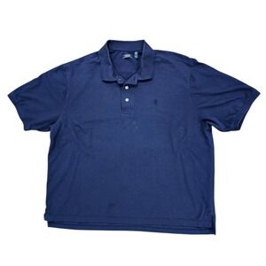 IZOD Polo Shirt Mens‎ 2XL Navy Blue Solid Short Sleeve Pique Cotton Logo Casual